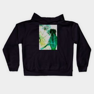 black green parrot cockatoo Kids Hoodie